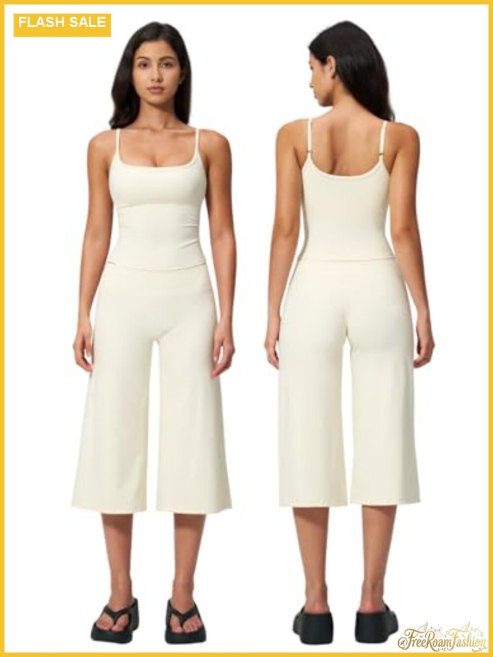 Women's 2 Piece Workout Set Tank Top High Waist Wide Leg Capri Yoga